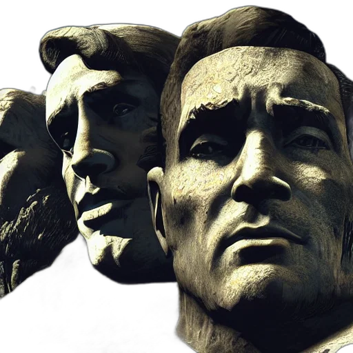face, mask, 3d render, photorealistic, concept art, mount, rushmore, ruins transparent PNG cut-out