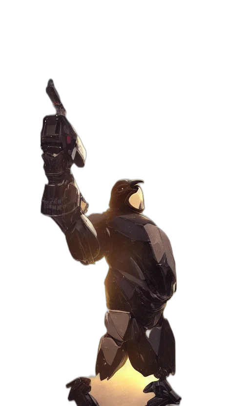 weapon, jacket, mask, robot, concept art, 3d render, cyberpunk, comic book art transparent PNG cut-out