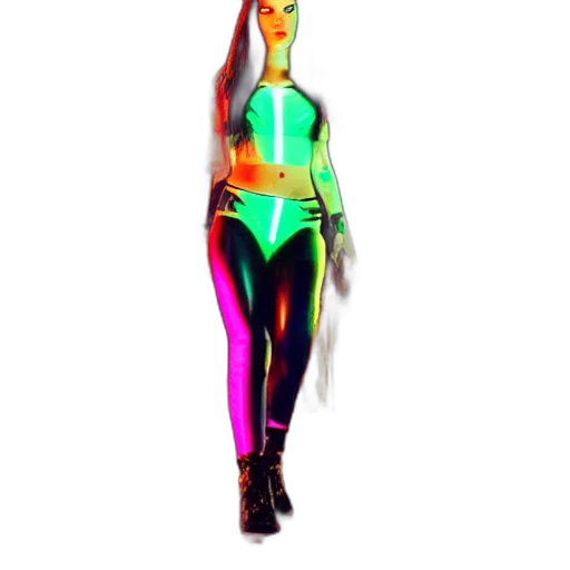 robot, staff, dress, mask, 3d render, cyberpunk, concept art, comic book art transparent PNG cut-out
