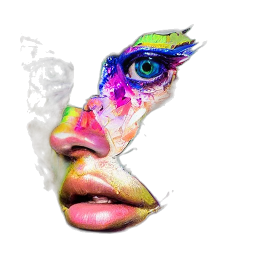 face, mask, crown, watercolor, photorealistic, fantasy art, concept art, outer space transparent PNG cut-out