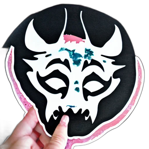 mask, face, vaporwave, splatter, paint, princess, mononoke, die transparent PNG cut-out