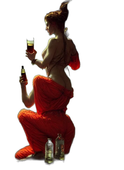 dress, bottle, oil painting, concept art transparent PNG cut-out