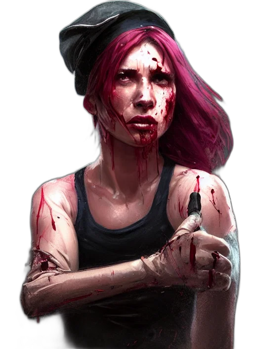 face, weapon, cyberpunk, concept art, comic book art, pixel art, red, dark transparent PNG cut-out