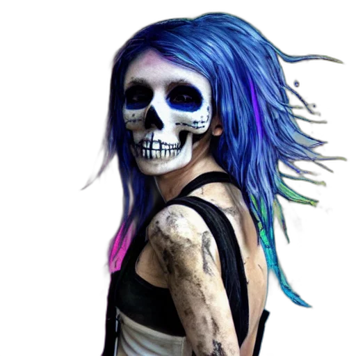 mask, face, hair, photorealistic, cyberpunk, fantasy art, concept art, blue transparent PNG cut-out