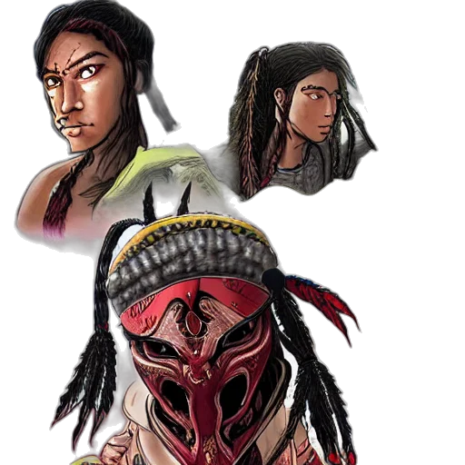 mask, concept art, comic book art, fantasy art transparent PNG cut-out