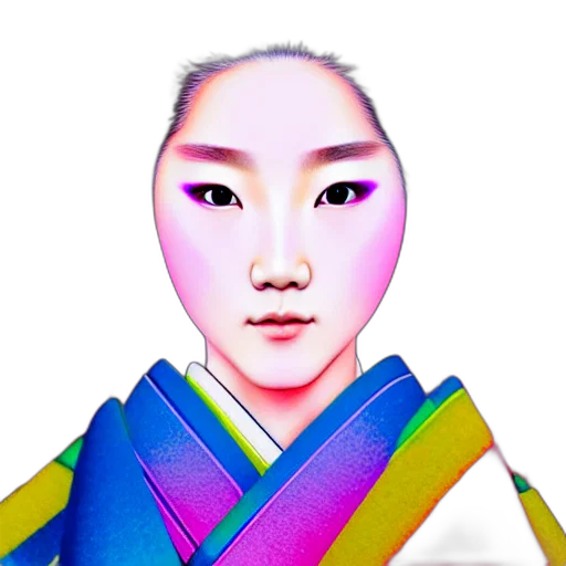 face, mask, staff, photorealistic, vaporwave, 3d render, concept art, neon transparent PNG cut-out