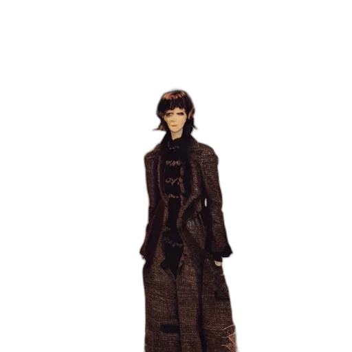 jacket, dress, staff, concept art, 3d render, cyberpunk, pixel art, dark transparent PNG cut-out