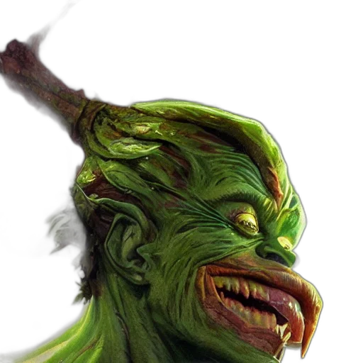 creature, staff, face, mask, concept art, fantasy art, photorealistic, 3d render transparent PNG cut-out