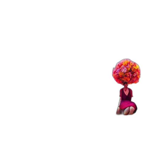 umbrella, flower, hat, dress, pixel art, 3d render, concept art, photorealistic transparent PNG cut-out