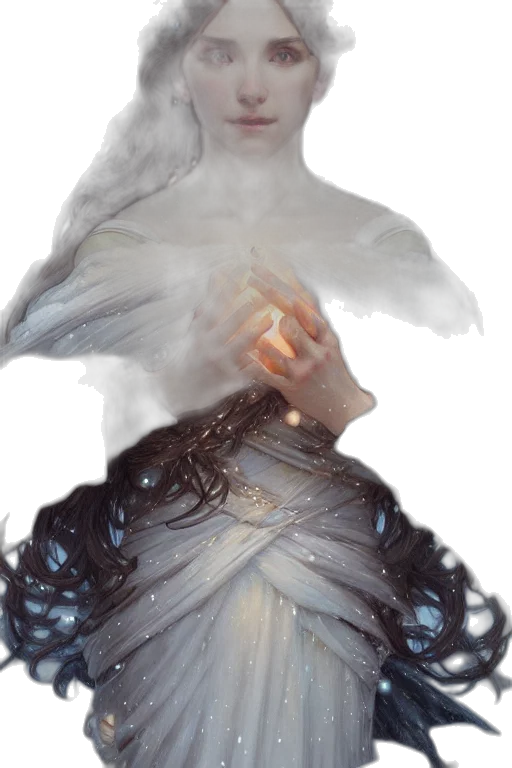 dress, dragon, face, staff, fantasy art, concept art, photorealistic, oil painting transparent PNG cut-out