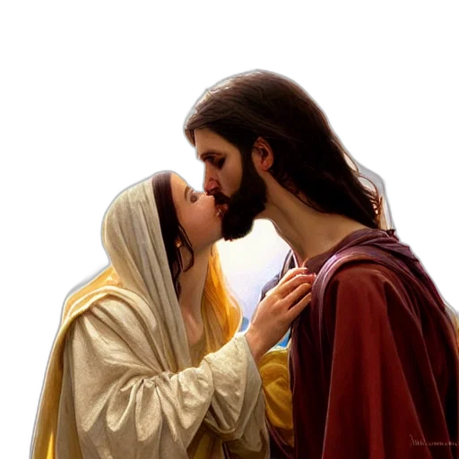 jesus, kissing, maria, maddalena transparent PNG cut-out