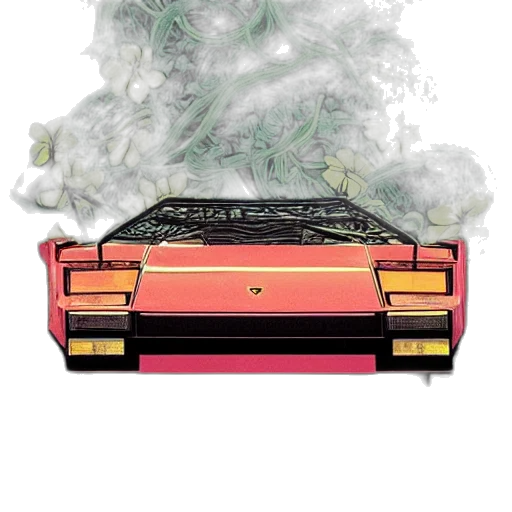car, robot, vaporwave, concept art transparent PNG cut-out