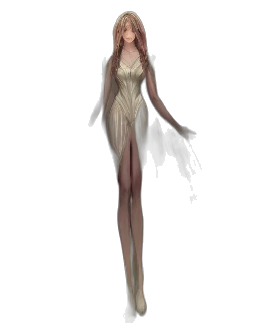 dress, staff, creature, hair, concept art, fantasy art, pixel art, 3d render transparent PNG cut-out