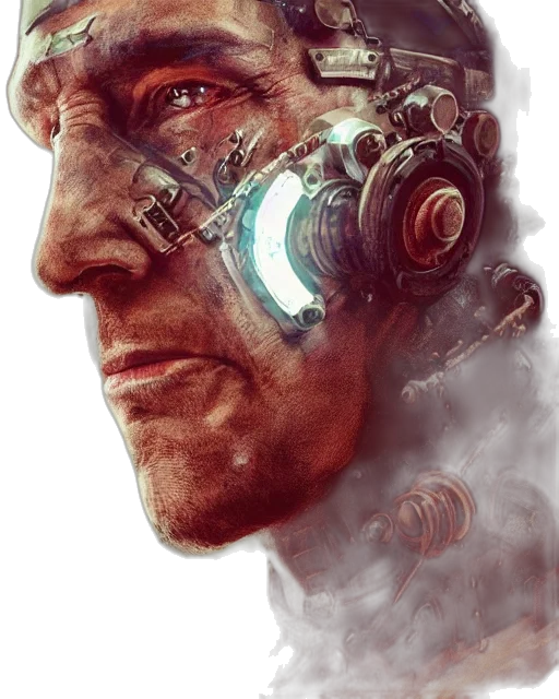 face, robot, mask, cyberpunk, concept art, comic book art, photorealistic, outer space transparent PNG cut-out