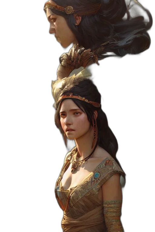 face, staff, crown, jewelry, fantasy art, concept art, photorealistic, oil painting transparent PNG cut-out