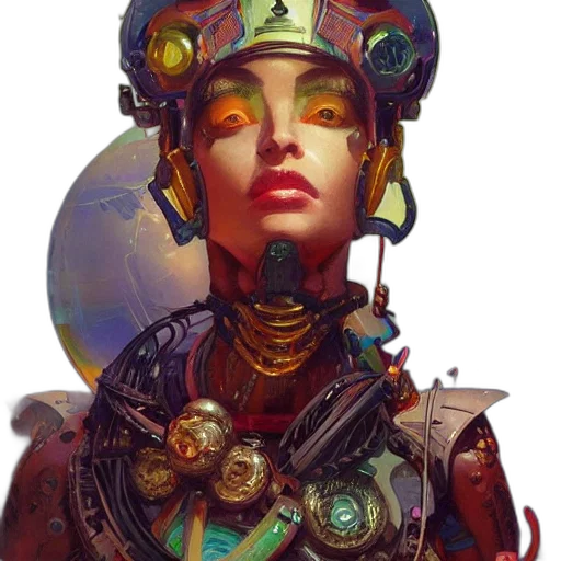 robot, face, mask, jewelry, cyberpunk, concept art, fantasy art, photorealistic transparent PNG cut-out