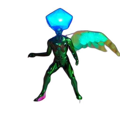 robot, creature, staff, animal, 3d render, concept art, vaporwave, pixel art transparent PNG cut-out