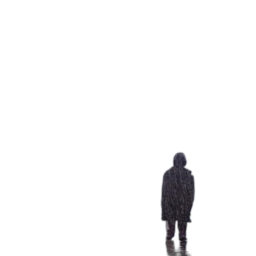 jacket, robot, umbrella, creature, pixel art, 3d render, concept art, photorealistic transparent PNG cut-out