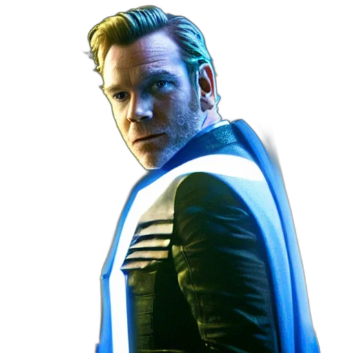 jacket, face, comic book art, concept art, photorealistic, 3d render, blue, film transparent PNG cut-out