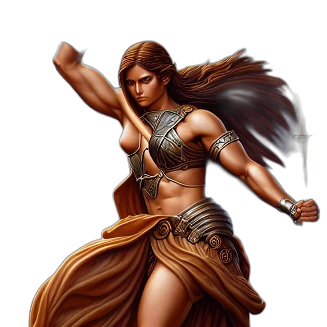 fantasy art, concept art, comic book art, photorealistic, earth tones, amazon, warrior, artgerm transparent PNG cut-out