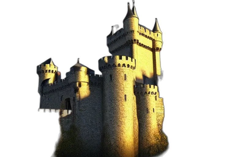 crown, dragon, building, sword, 3d render, concept art, fantasy art, photorealistic transparent PNG cut-out