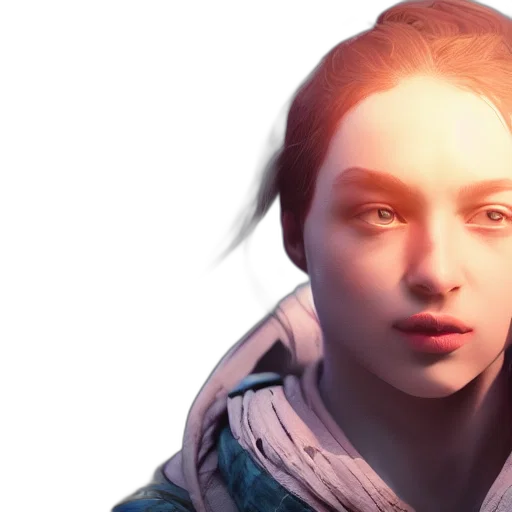 face, jacket, concept art, photorealistic, fantasy art, 3d render, pastel, blue transparent PNG cut-out