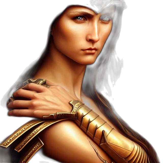 jewelry, fantasy art, photorealistic, concept art, comic book art, golden, amazon, warrior transparent PNG cut-out