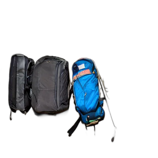 jacket, 3d render, some, luggage, corner, cave, looks, like transparent PNG cut-out
