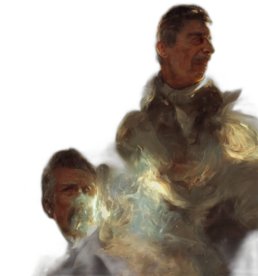 jacket, dragon, face, staff transparent PNG cut-out