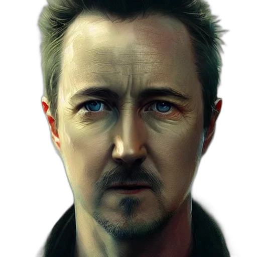 face, photorealistic, comic book art, concept art, cartoon, portrait, edward, norton transparent PNG cut-out