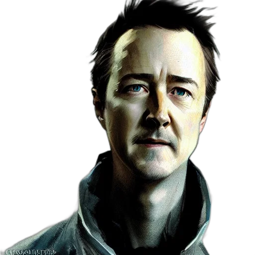 face, photorealistic, comic book art, cartoon, concept art, portrait, edward, norton transparent PNG cut-out