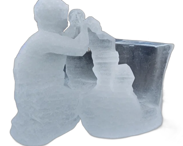 bottle, furniture, 3d render, snow, ice, sculpture, there, little transparent PNG cut-out