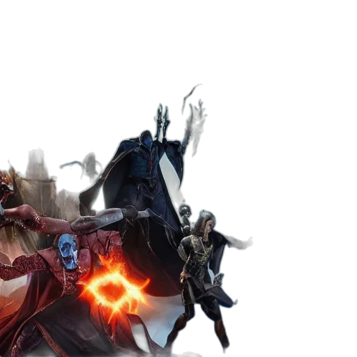 concept art, comic book art, fantasy art, 3d render, group, heroes, fighting, evil transparent PNG cut-out