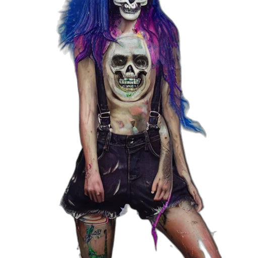 creature, dress, concept art, fantasy art, cyberpunk, photorealistic, dark, neon transparent PNG cut-out