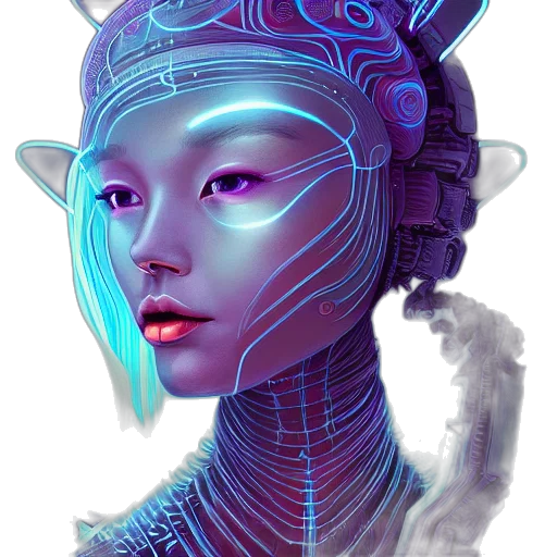 robot, mask, face, crown, cyberpunk, fantasy art, concept art, vaporwave transparent PNG cut-out