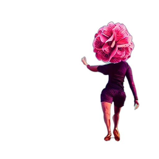 umbrella, flower, hat, dress, 3d render, concept art, vaporwave, pixel art transparent PNG cut-out