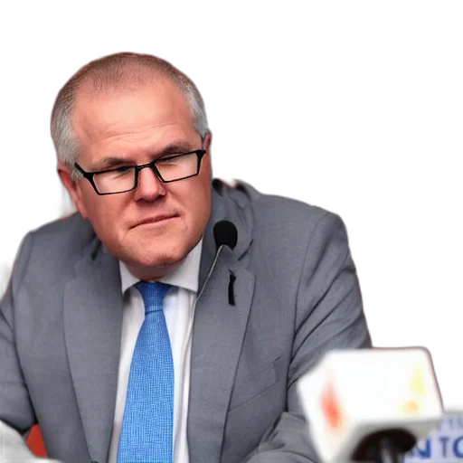 scott, morrison, smirking, press transparent PNG cut-out