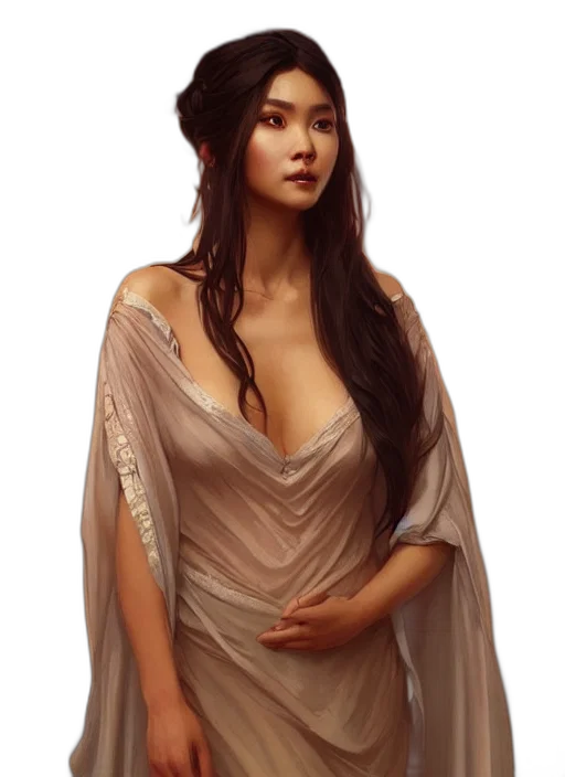 dress, jewelry, dragon, staff, fantasy art, oil painting, photorealistic, concept art transparent PNG cut-out