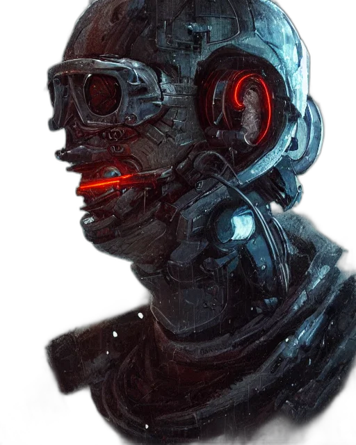 robot, mask, face, creature, cyberpunk, concept art, comic book art, pixel art transparent PNG cut-out