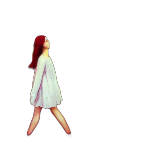 dress, creature, robot, hair, 3d render, pixel art, concept art, vaporwave transparent PNG cut-out