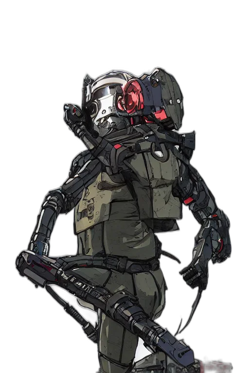 robot, jacket, weapon, creature transparent PNG cut-out
