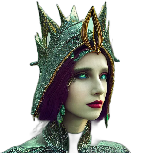 crown, hat, jewelry, face, fantasy art, 3d render, concept art, photorealistic transparent PNG cut-out