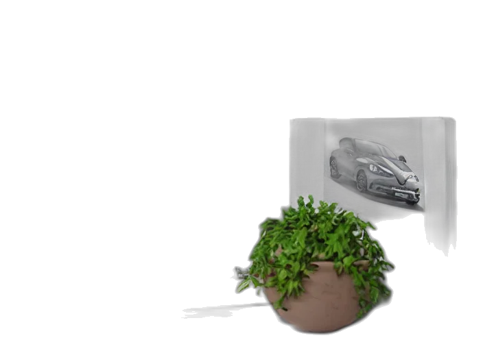 car, shoes, tree, hat, 3d render, photorealistic, concept art, fantasy art transparent PNG cut-out
