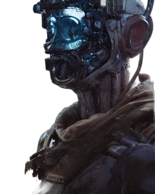 robot, mask, face, creature, concept art, cyberpunk, comic book art, fantasy art transparent PNG cut-out