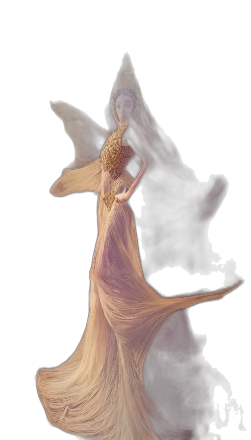dress, dragon, creature, staff, fantasy art, concept art, watercolor, photorealistic transparent PNG cut-out