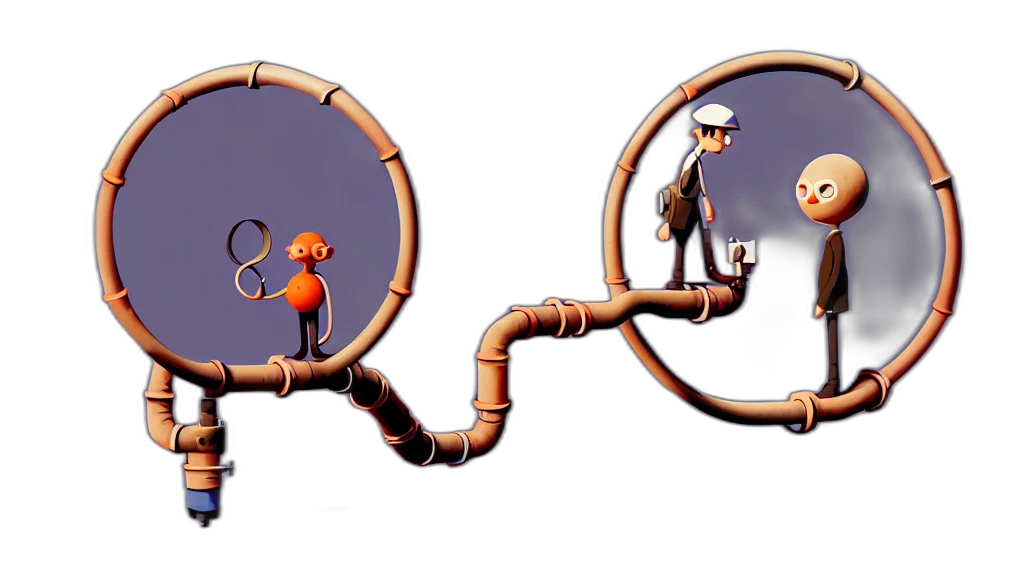 concept art, 3d render, cartoon, looped, circle, pipe, sharp, focus transparent PNG cut-out