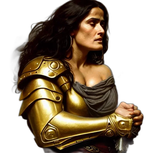 sword, fantasy art, concept art, photorealistic, comic book art, golden, portrait, salma transparent PNG cut-out