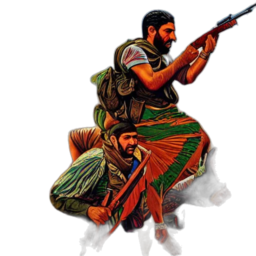 weapon, concept art, pixel art, fantasy art, kurdish, freedom, fighters, mountains transparent PNG cut-out