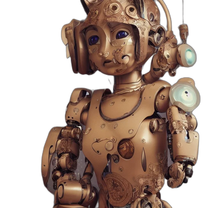 robot, staff, concept art, 3d render transparent PNG cut-out