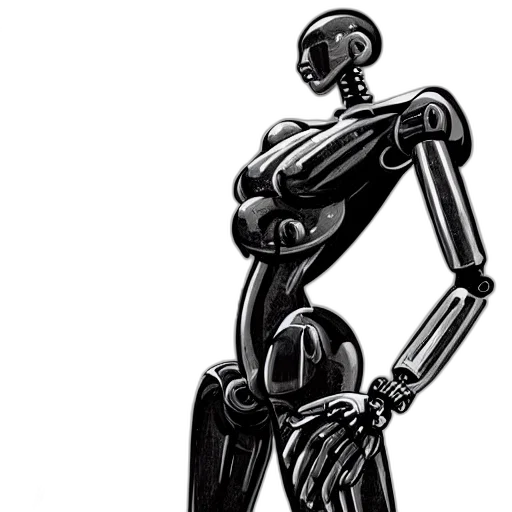 robot, concept art, cyberpunk, comic book art, 3d render, two, humanoid, robots transparent PNG cut-out